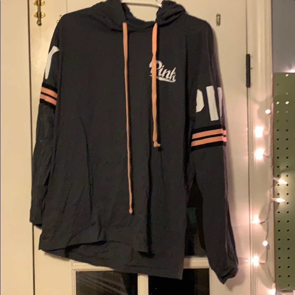 Charcoal Grey and Coral PINK Hooded Tee